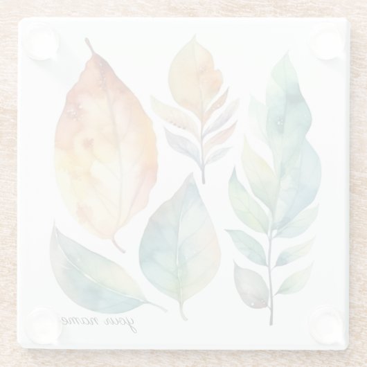 Evergreen & Amber Foliage Art, op maat Glazen Onderzetter (Achterkant)