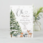 Evergreen Animal Trees Vakantie Winter Party Kaart (Staand voorkant)