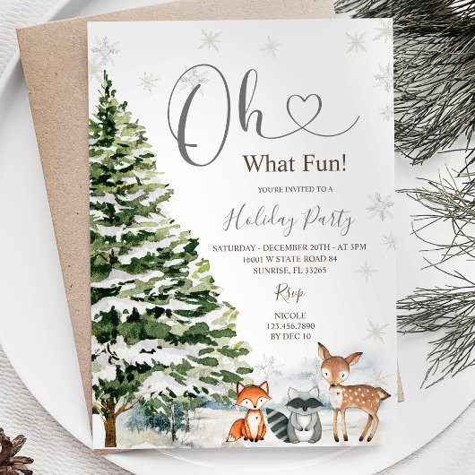Evergreen Animal Trees Vakantie Winter Party Kaart