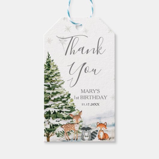Evergreen Animal Winter Nederland Dank u wel Cadeaulabel (Voorkant)