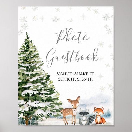 Evergreen Animal Winter Nederland Foto Guestbook Poster (Voorkant)