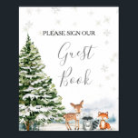 Evergreen Animal Winter Nederland Gastboek Poster<br><div class="desc">Evergreen Animal Winter Nederland Verjaardag Guest Book Sign</div>
