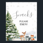 Evergreen Animal Winter Nederland Snacks Sign Poster<br><div class="desc">Evergreen Animal Winter Nederland Verjaardagsfeestje Snacks Sign</div>