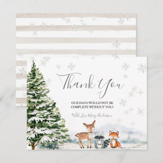 Evergreen Animal Winter Nederland Verjaardag Bedankkaart (Voorkant / Achterkant)