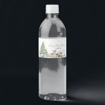 Evergreen Animal Winter Nederland Verjaardag Waterfles Etiket<br><div class="desc">Evergreen Animal Winter Onederland Verjaardag Water Fles Label</div>