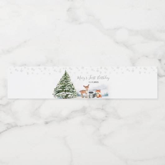 Evergreen Animal Winter Nederland Verjaardag Waterfles Etiket (Enkel label)