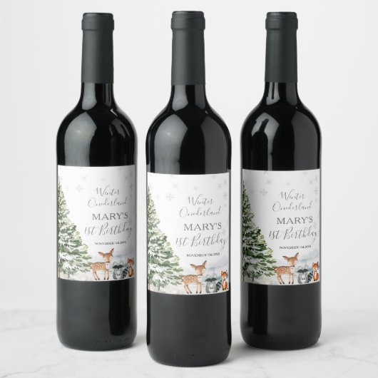 Evergreen Animal Winter Nederland Verjaardag Wijn Etiket (Flessen)