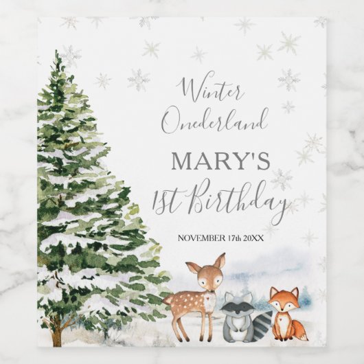 Evergreen Animal Winter Nederland Verjaardag Wijn Etiket (Enkel label)
