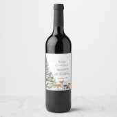 Evergreen Animal Winter Nederland Verjaardag Wijn Etiket (Voorkant)