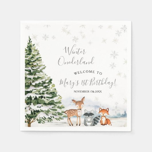 Evergreen Animal Winter Onederland Paper Servet (Voorkant)