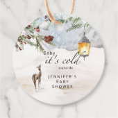 Evergreen Baby heeft zijn koude buitenste baby sho Bedankjes Labels (Voorkant)