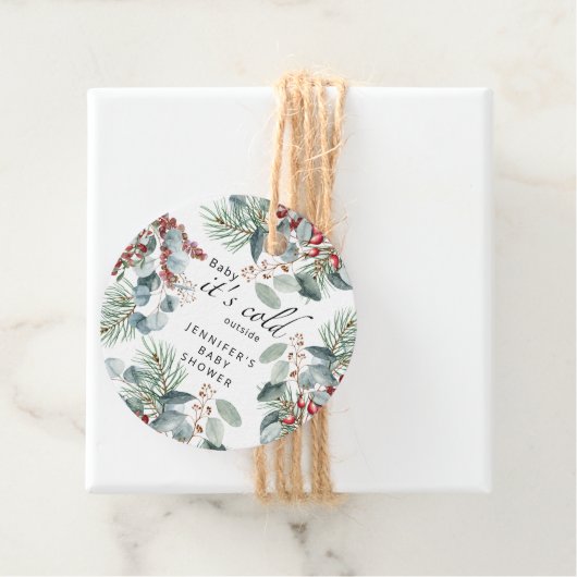 Evergreen Baby heeft zijn koude buitenste baby sho Bedankjes Labels (In situ)