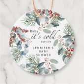 Evergreen Baby heeft zijn koude buitenste baby sho Bedankjes Labels (Voorkant)