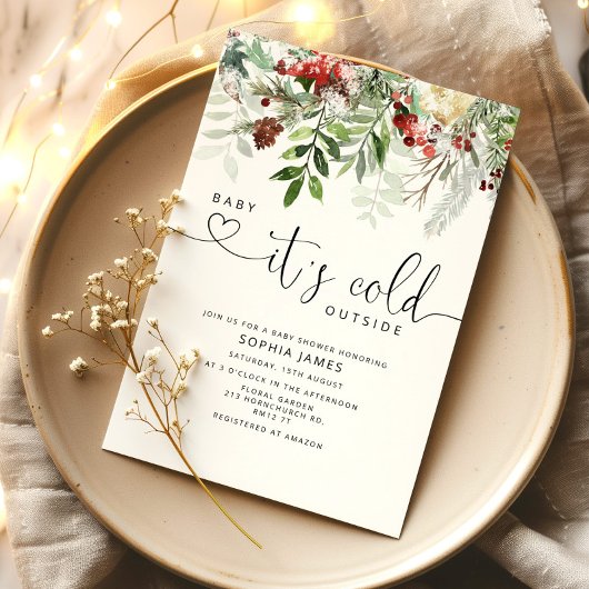 Evergreen Baby is koud buiten baby shower Kaart