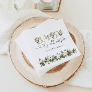 Evergreen baby is koud buiten baby shower servet