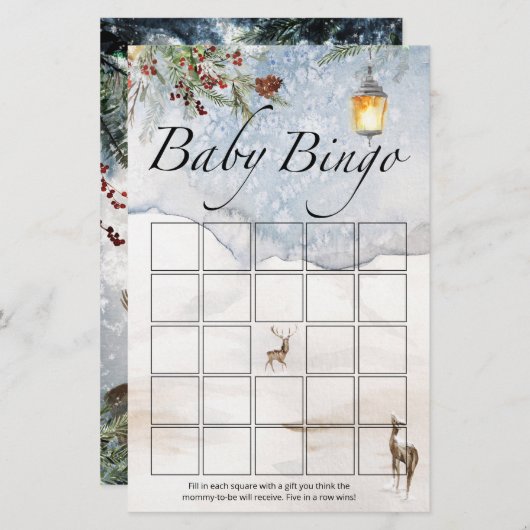 Evergreen baby shower baby bingo (Voorkant / Achterkant)