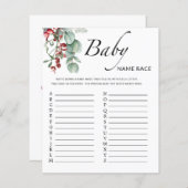 Evergreen baby shower baby name race game (Voorkant / Achterkant)