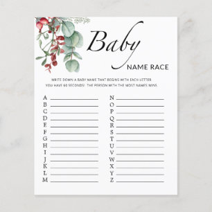 Evergreen baby shower baby name race game