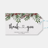 Evergreen baby shower bedankt cadeaulabel (Voorkant (Horizontaal))