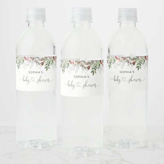Evergreen baby shower waterfles etiket (Flessen)