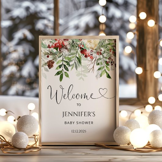 Evergreen baby shower, welkom poster
