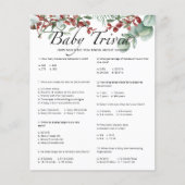 Evergreen Baby Trivia Baby shower Game (Voorkant)
