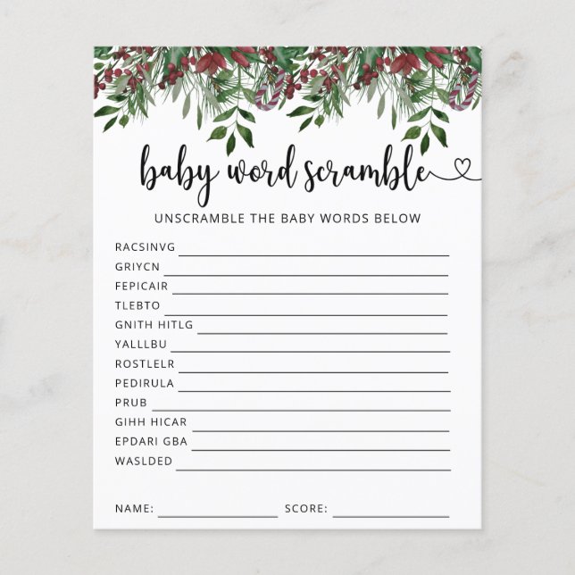 Evergreen Baby word scramble game (Voorkant)