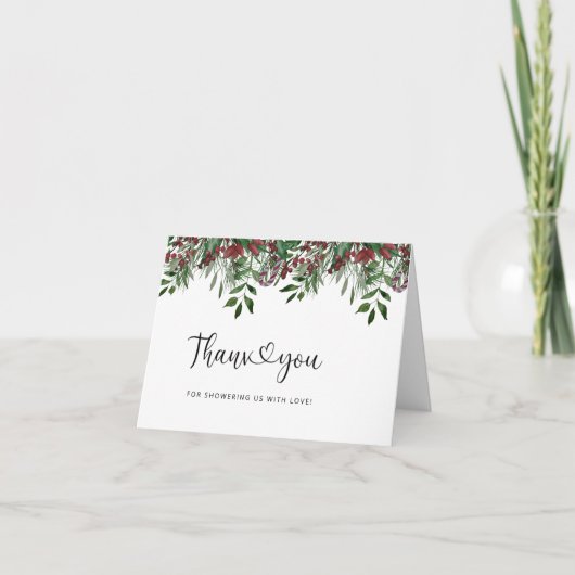 Evergreen babyshower bedankje bedankkaart (Voorkant)