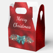 Evergreen, Berries, Green Bow Red Faux Folie Bedankdoosjes (Geopend)