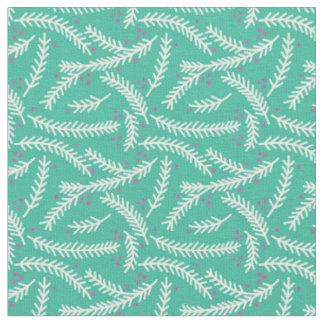 Evergreen Berry Patterned Fabric (Emerald) Stof