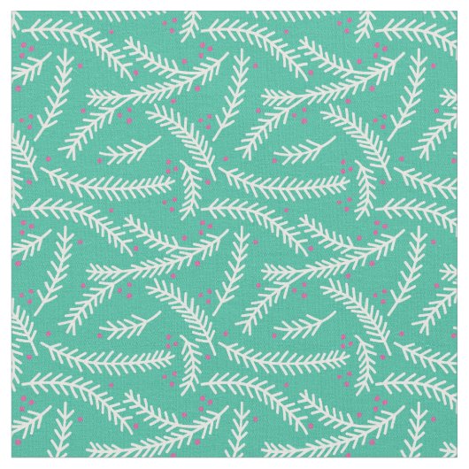 Evergreen Berry Patterned Fabric (Emerald) Stof (Close Up)