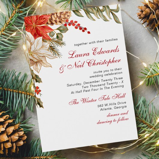 Evergreen Bloemen Winter bruiloft Kaart