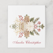 Evergreen Bloemen Winter bruiloft Plaatskaartje (Buitenkant ongevouwen)