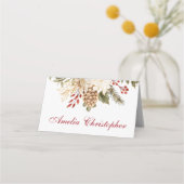 Evergreen Bloemen Winter bruiloft Plaatskaartje (Voorkant)