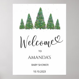 Evergreen bomen baby shower welkom poster