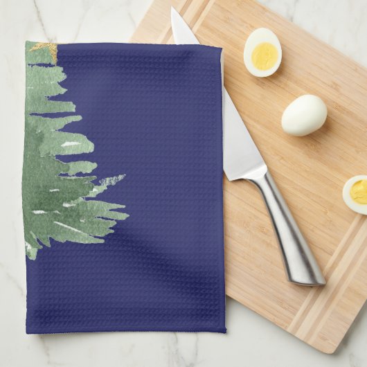 Evergreen bomen en sterren theedoek (Quarter Fold)