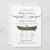 Evergreen bomen + kano virtuele livestream bruilof kaart (Voorkant)