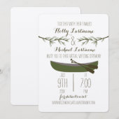 Evergreen bomen + kano virtuele livestream bruilof kaart (Voorkant / Achterkant)