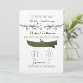 Evergreen bomen + kano virtuele livestream bruilof kaart (Staand voorkant)