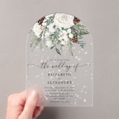 Evergreen boog elegante sneeuw winter bruiloft acryl uitnodigingen (Insitu (Draagbaar))
