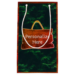 Evergreen boom hout graan rustiek groen bruin klein cadeauzakje