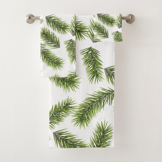 Evergreen Branch Pattern Bad Handdoek (Insitu)