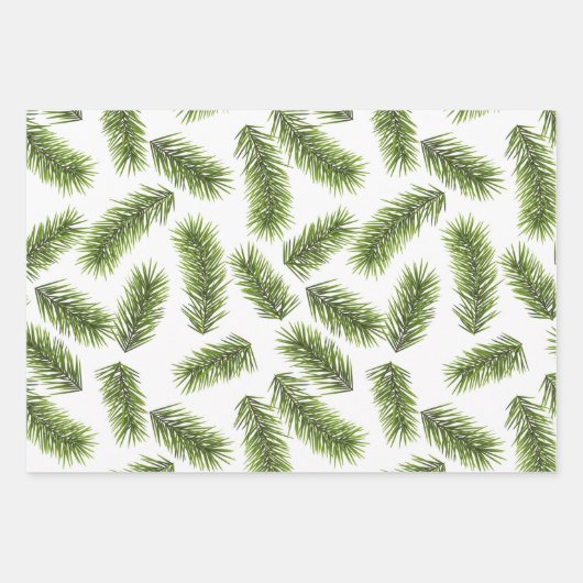 Evergreen Branch Pattern Inpakpapier Vel (Voorkant)