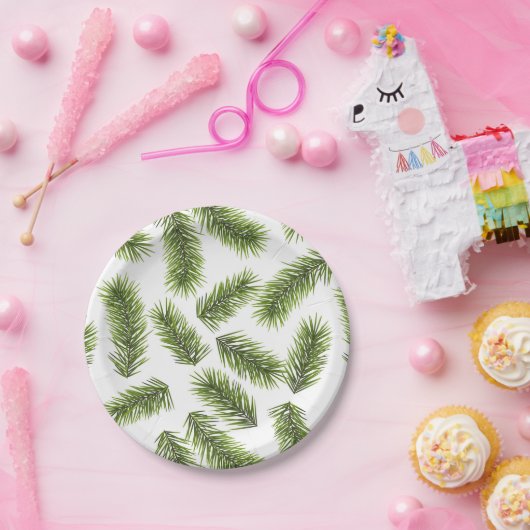 Evergreen Branch Pattern Papieren Bordje (Feest)