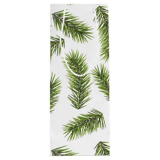 Evergreen Branch Pattern Wijn Cadeautas (Achterkant)