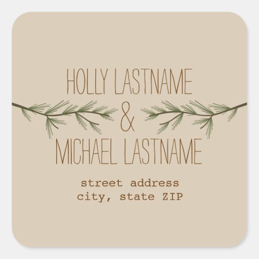 Evergreen Branches Adres Sticker (Voorkant)
