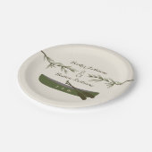 Evergreen Branches + Canoe Wedding Papieren Bordje (Gekanteld)