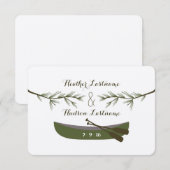 Evergreen Branches + Canoe Wedding Save the Date (Voorkant / Achterkant)