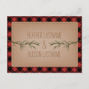 Evergreen Branches hebben de Rustic opgeslagen op  Aankondigingskaart