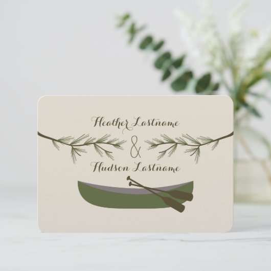 Evergreen Branches + kano bruiloft R.S.V.P. RSVP Kaartje (Staand voorkant)